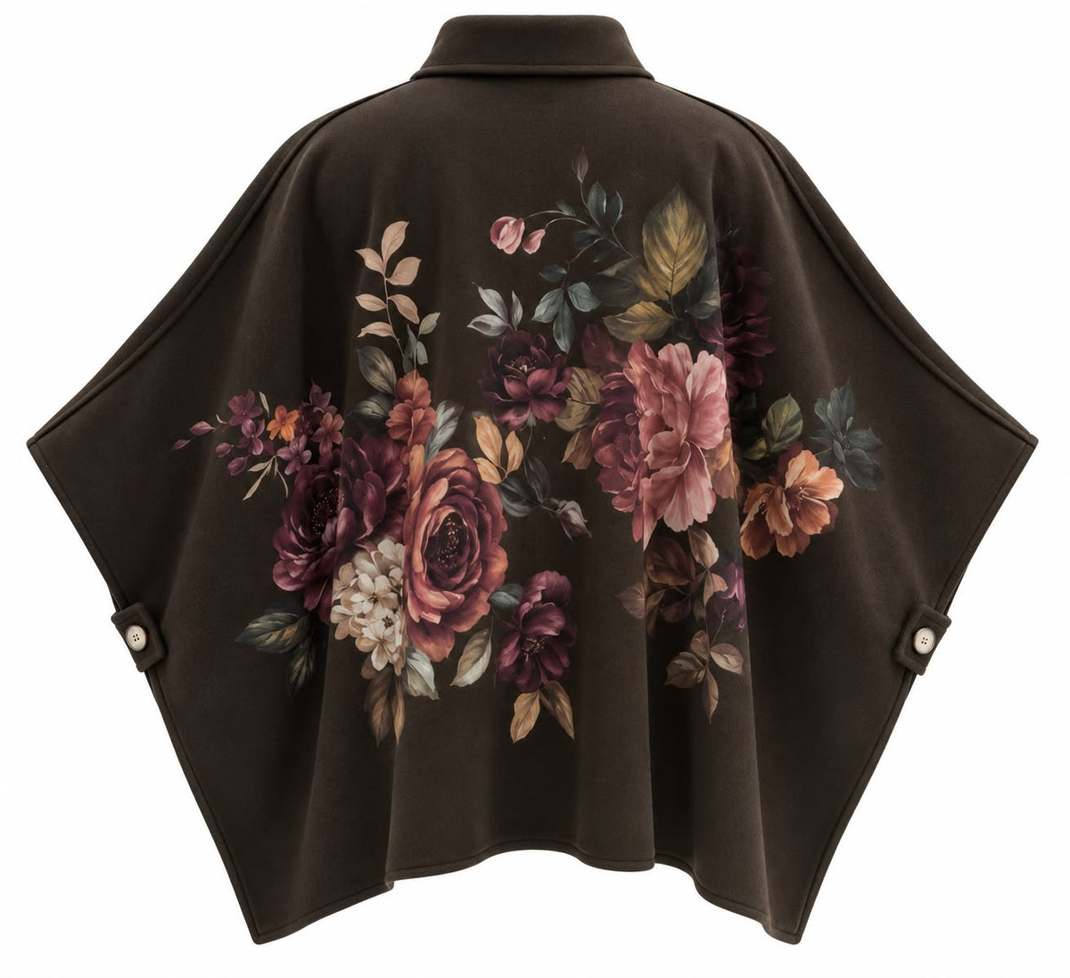 Cape-style Coat/ Chocolate Brown