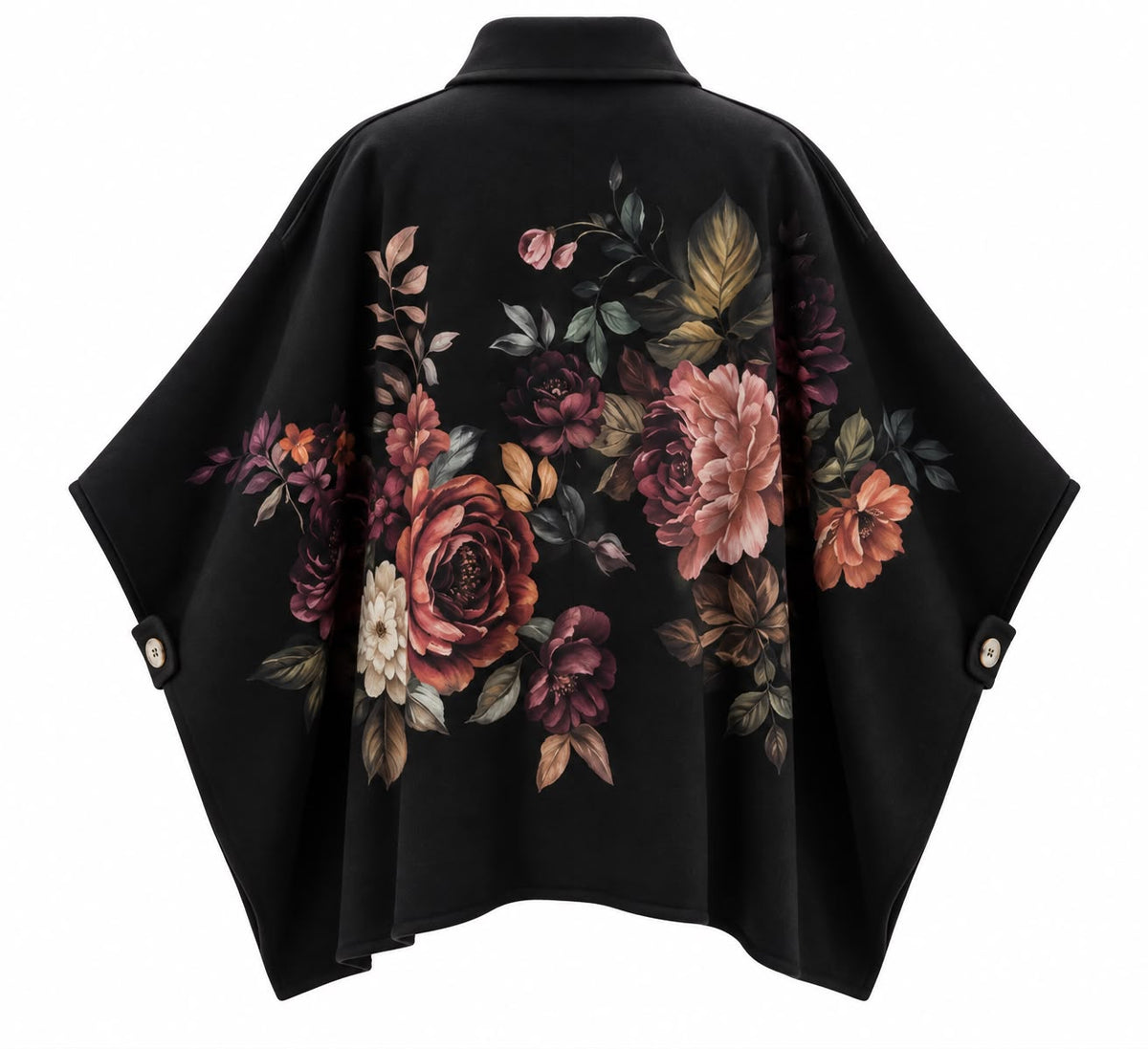 Cape-style Coat / Black