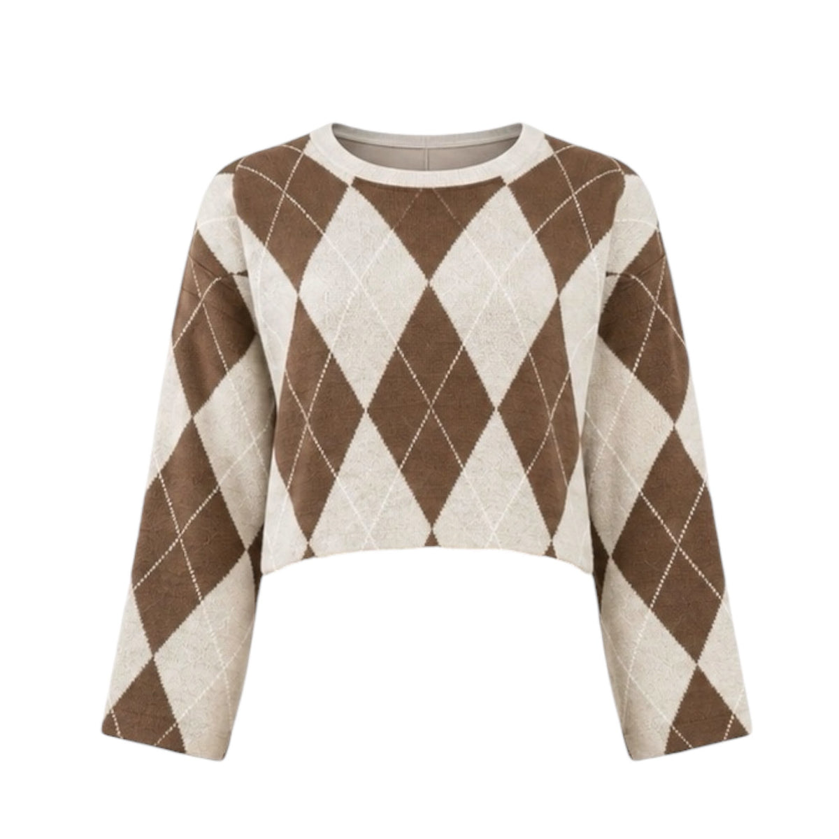 Dress with Jumper / knitwear/ Beige-Brown
