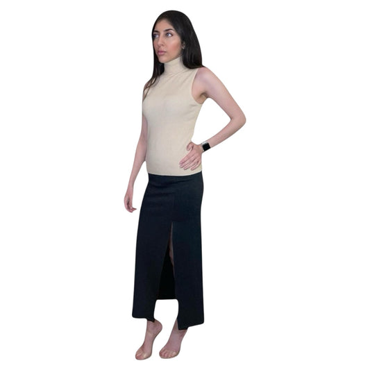 Dark Nvay Slitted Skirt