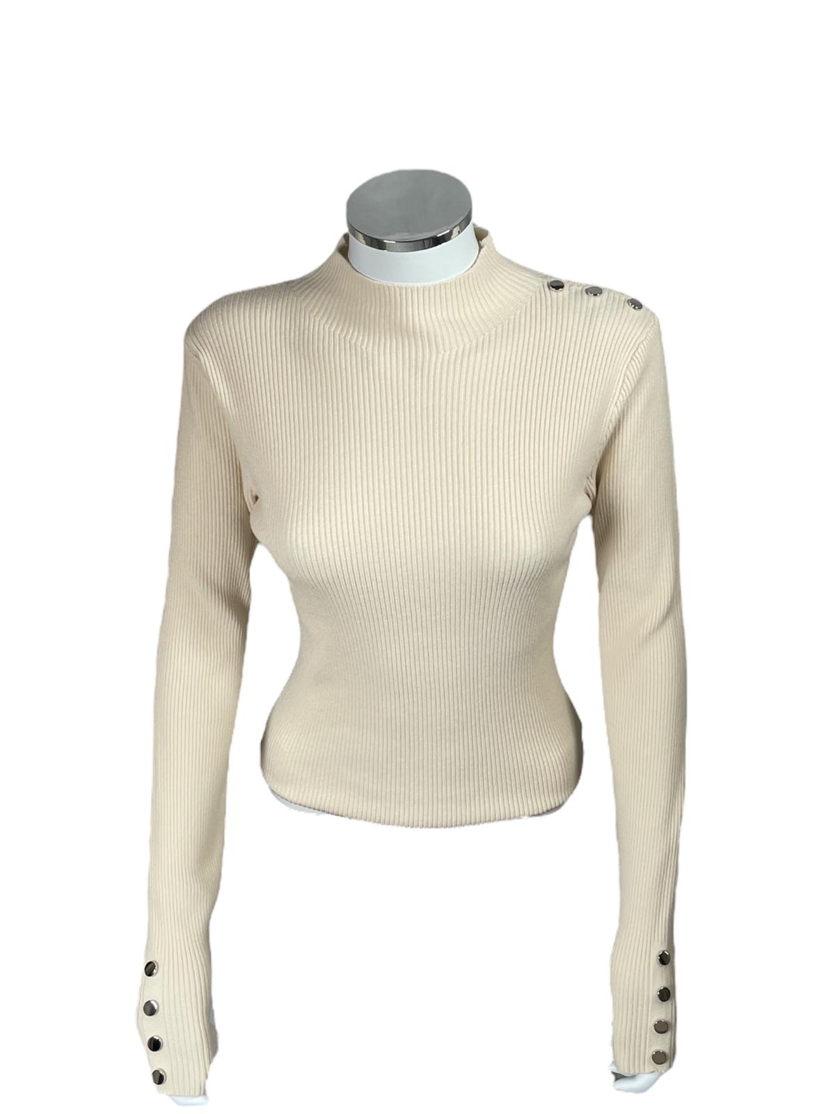 Beige Turtleneck Knitted Jumper