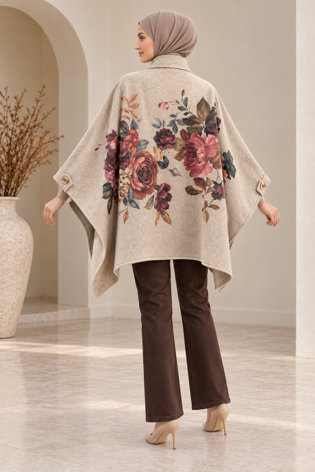 cape-style coat/ Beige