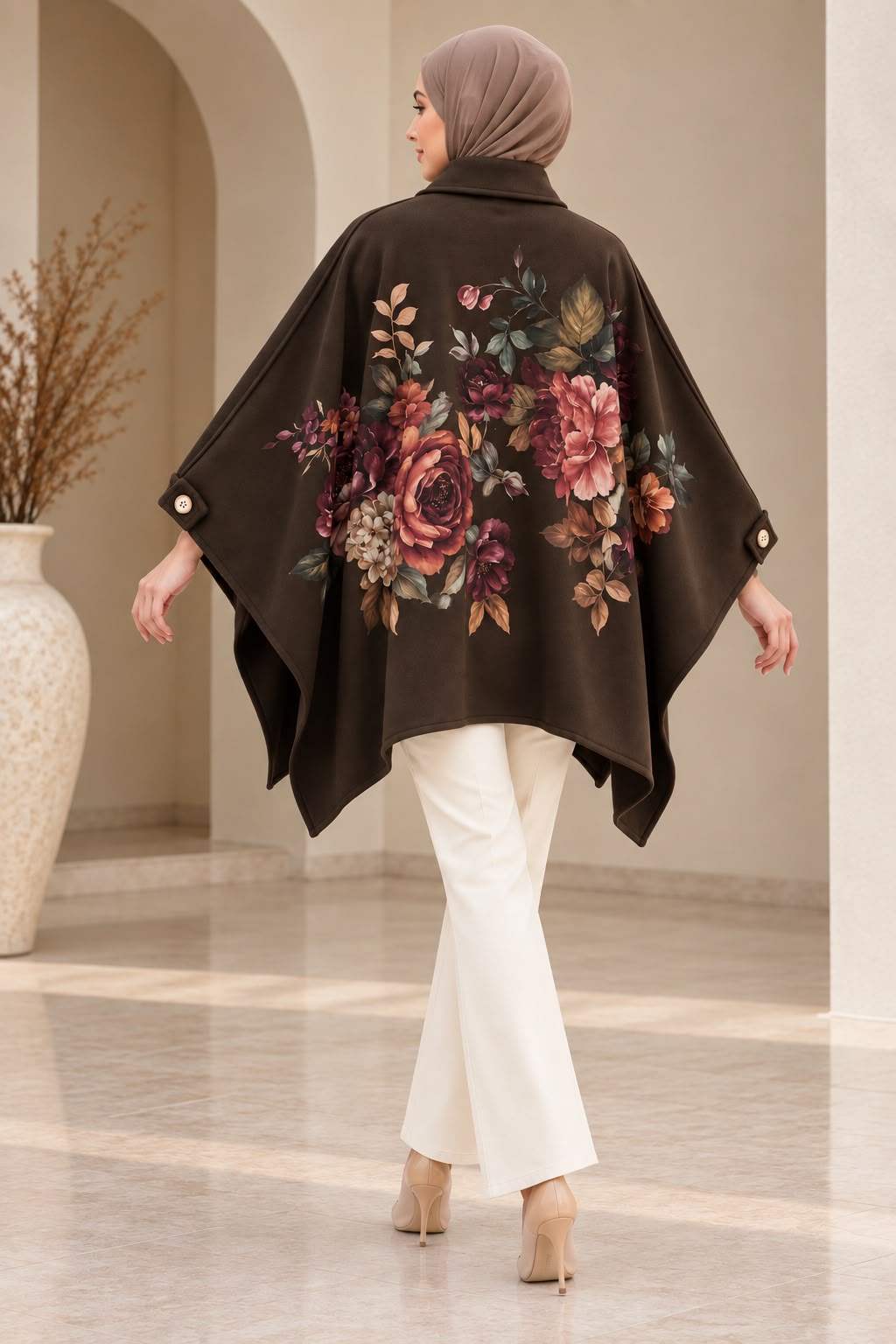 Cape-style Coat/ Chocolate Brown