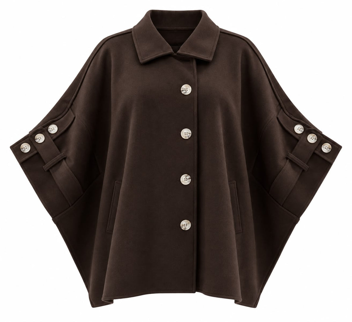 Cape-style Coat/ Chocolate Brown