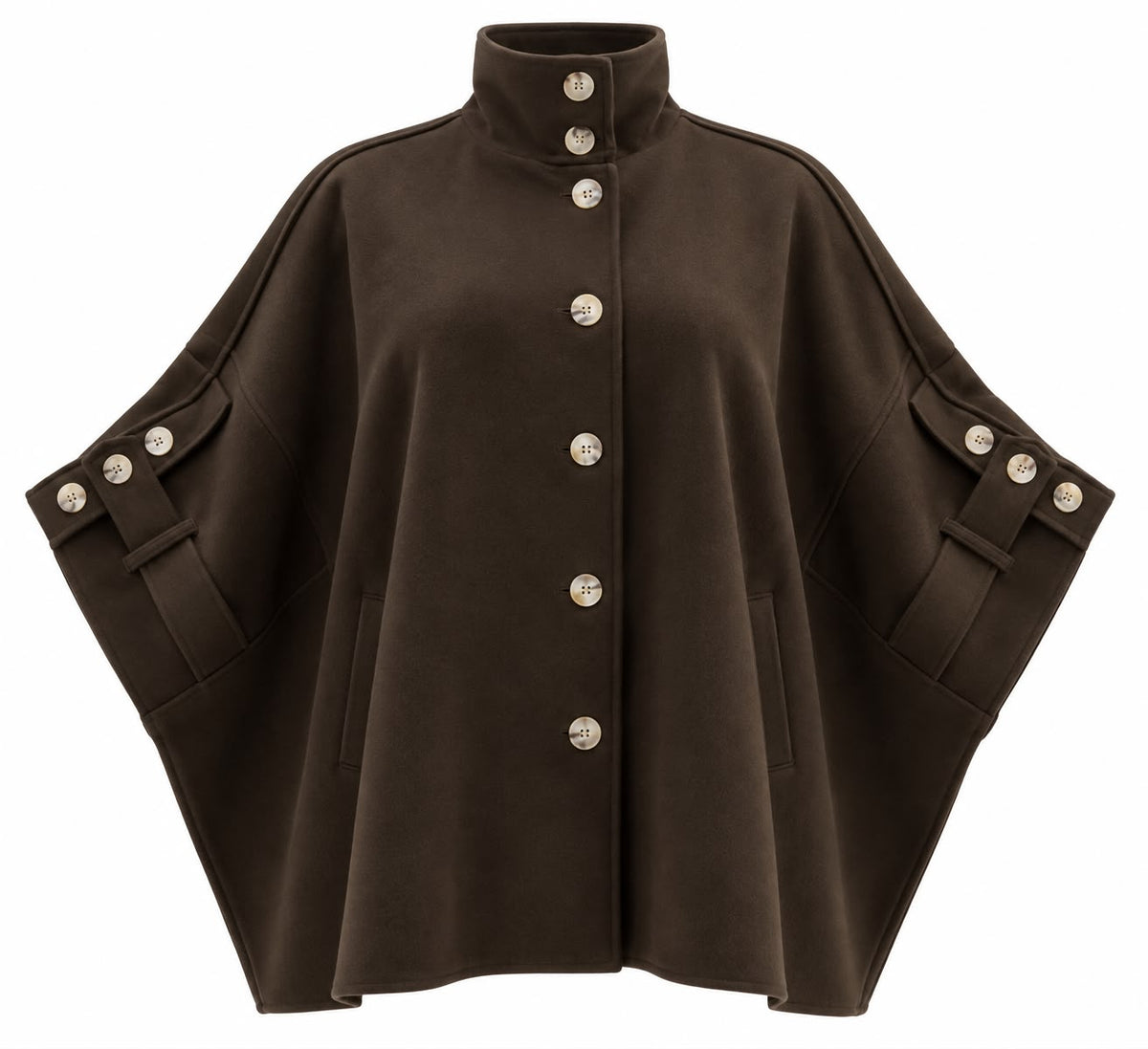 Cape-style Coat/ Chocolate Brown