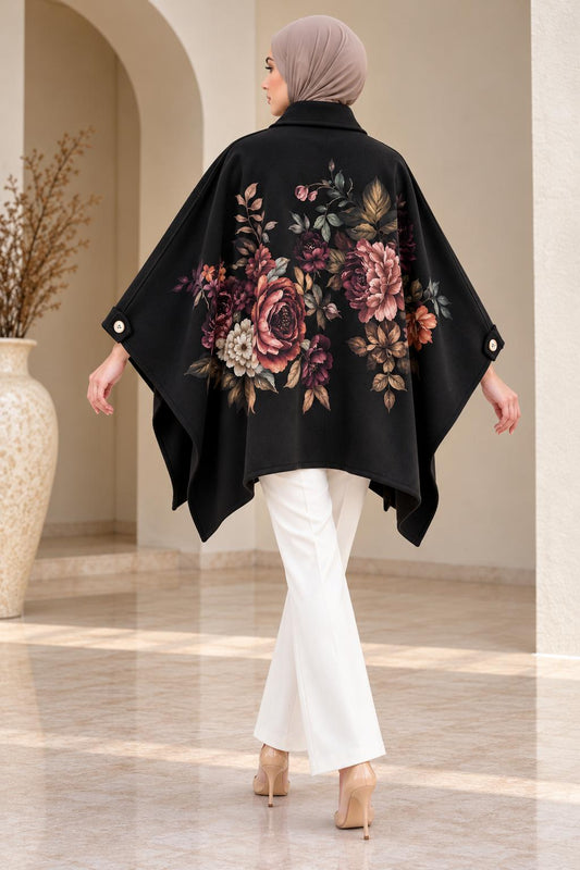 Cape-style Coat / Black