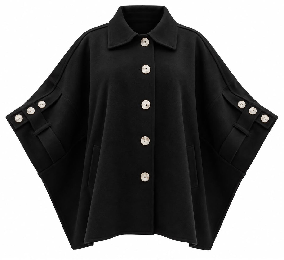 Cape-style Coat / Black