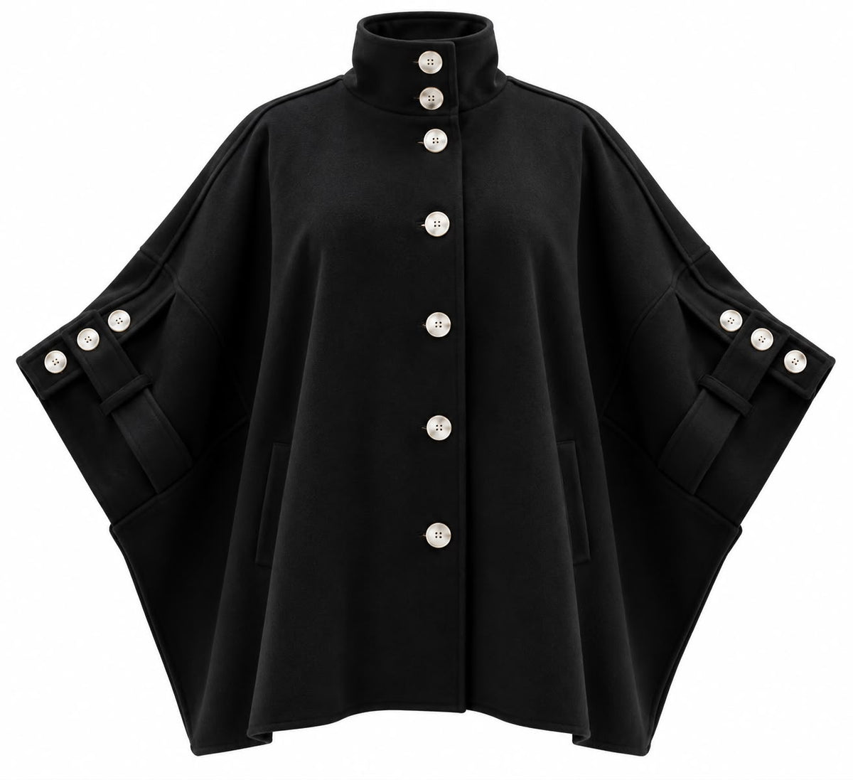 Cape-style Coat / Black