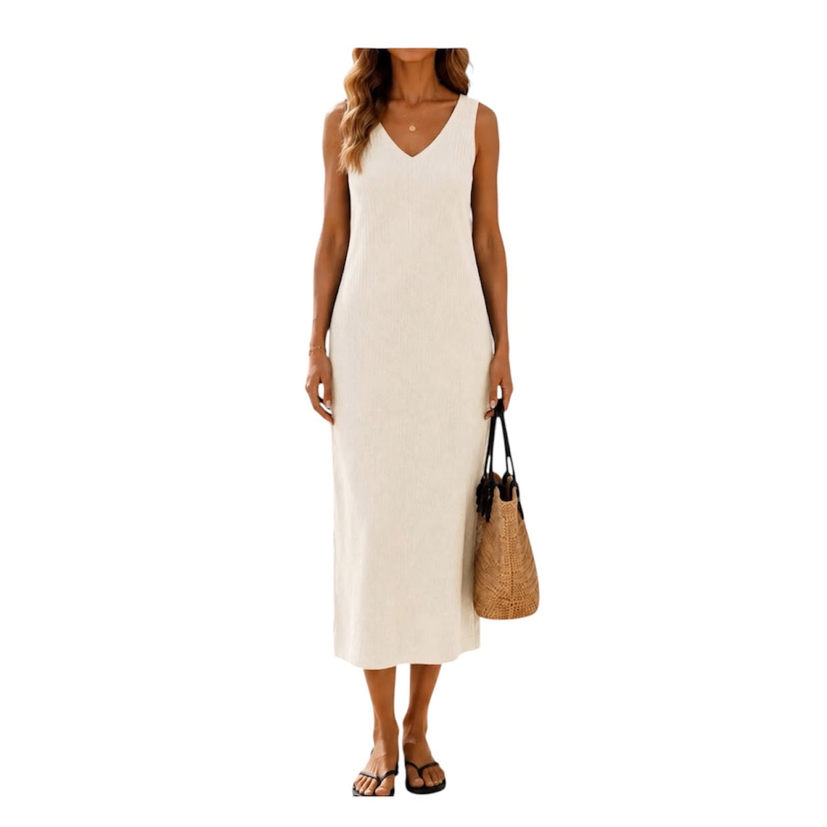 Dress with Jumper / knitwear/ Beige-Brown