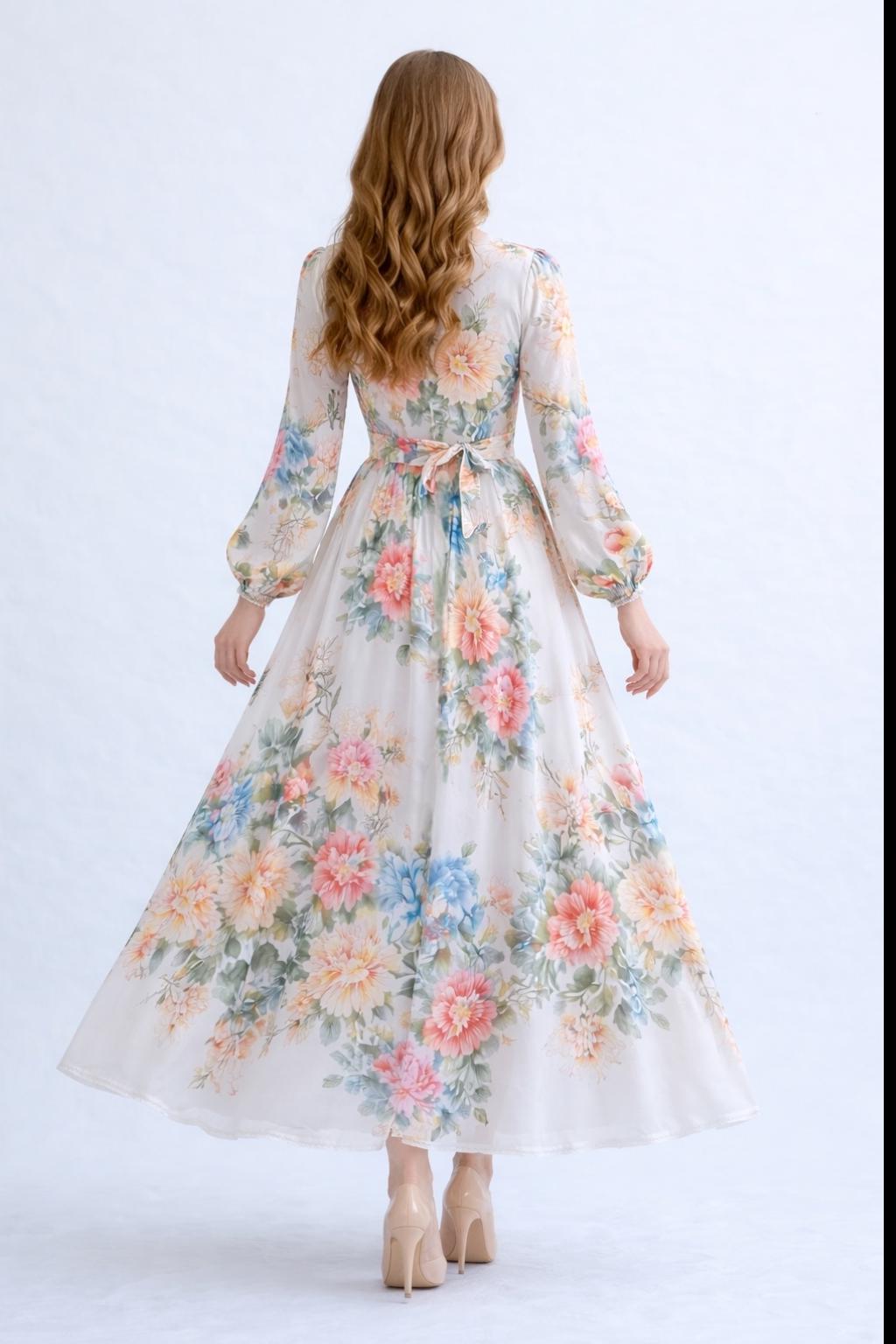 Off-white Floral Dress