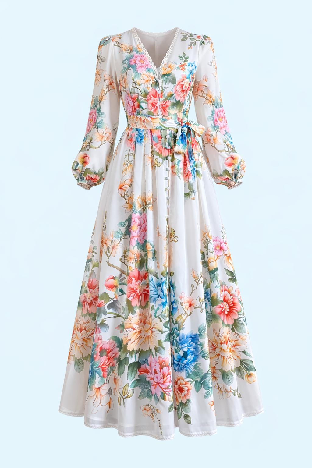 Off-white Floral Dress