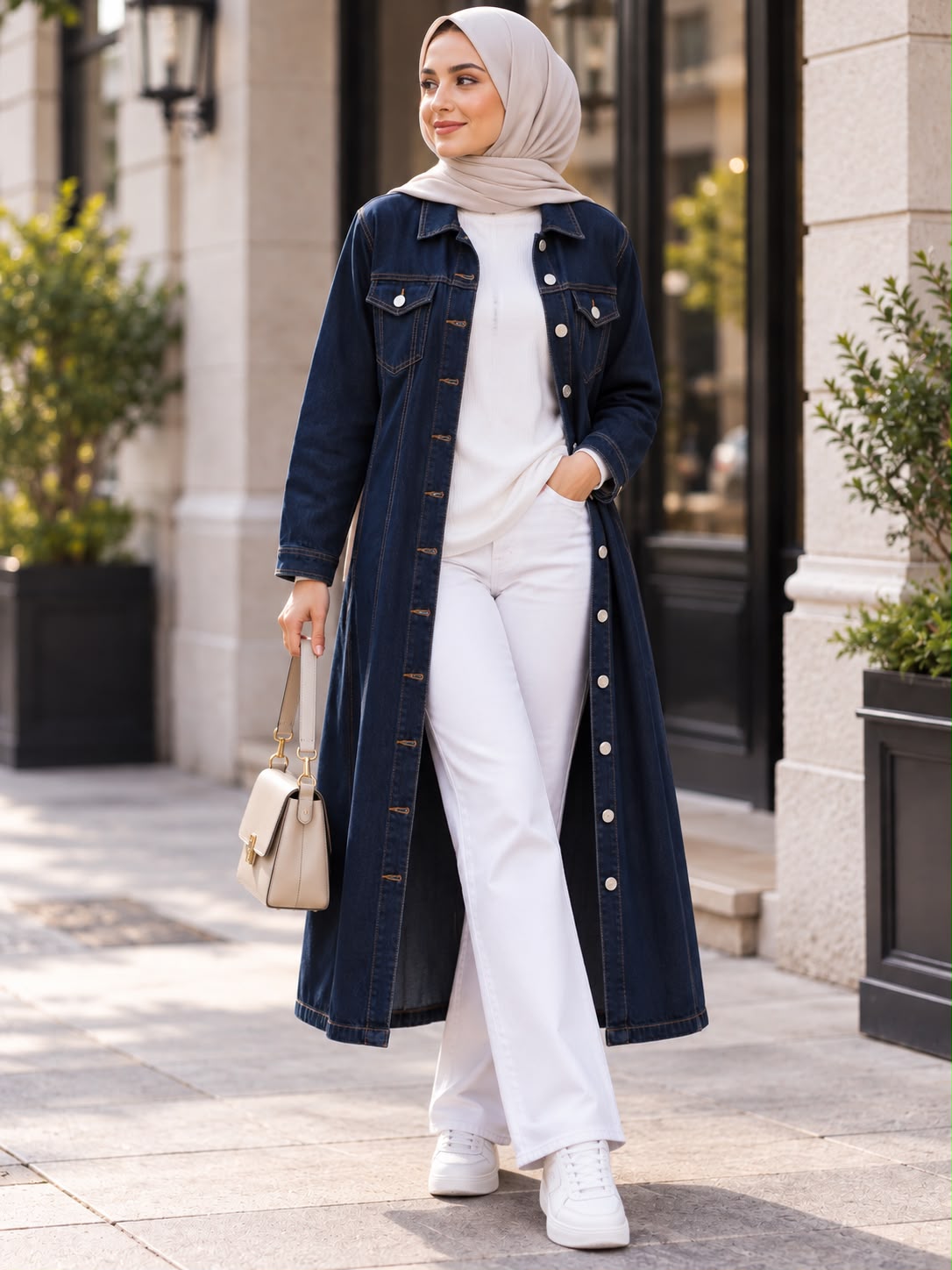Trench Coat / Navy Denim