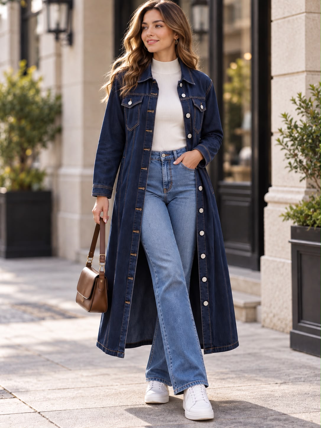 Trench Coat / Navy Denim