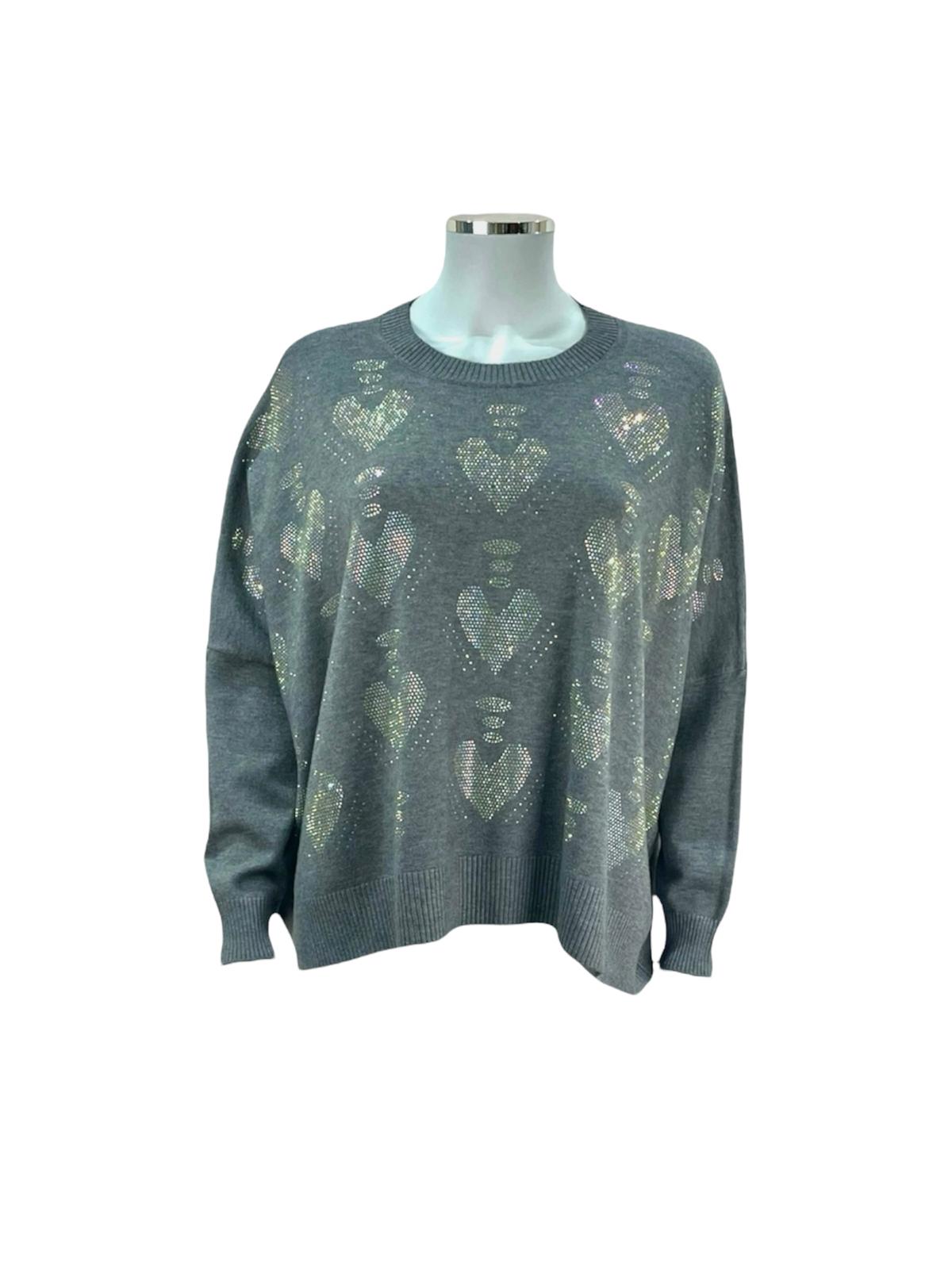 Heart-Design Sparkly Jumper