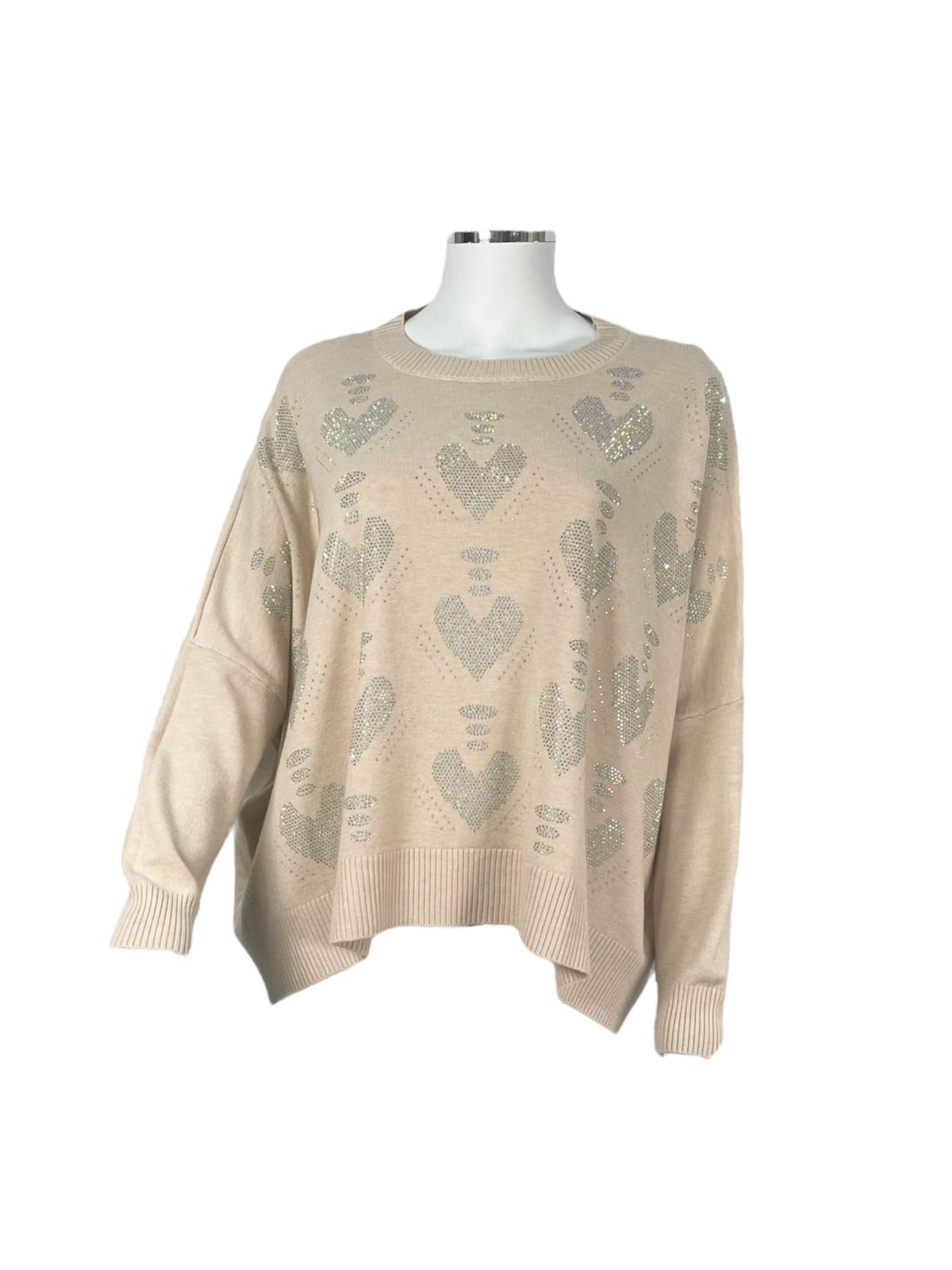 Heart-Design Sparkly Jumper