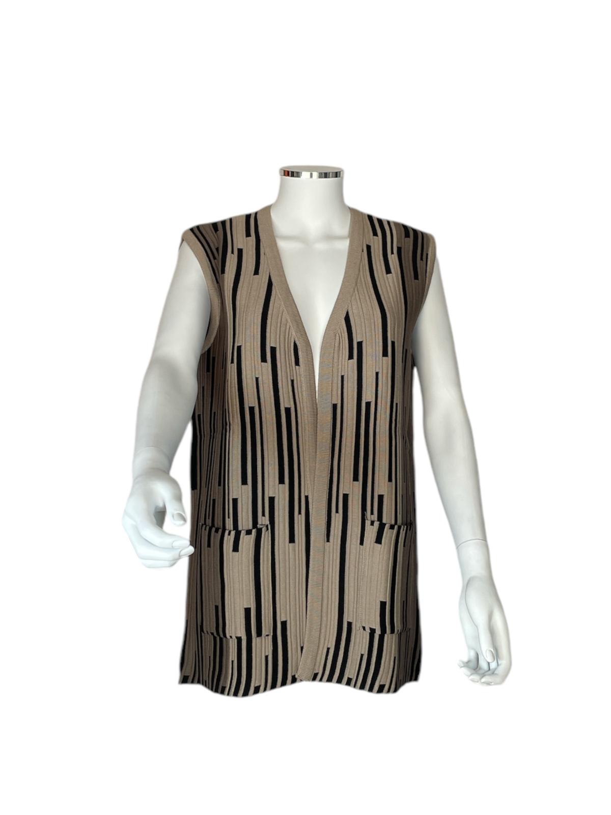 Beige Vest with Black Stripes