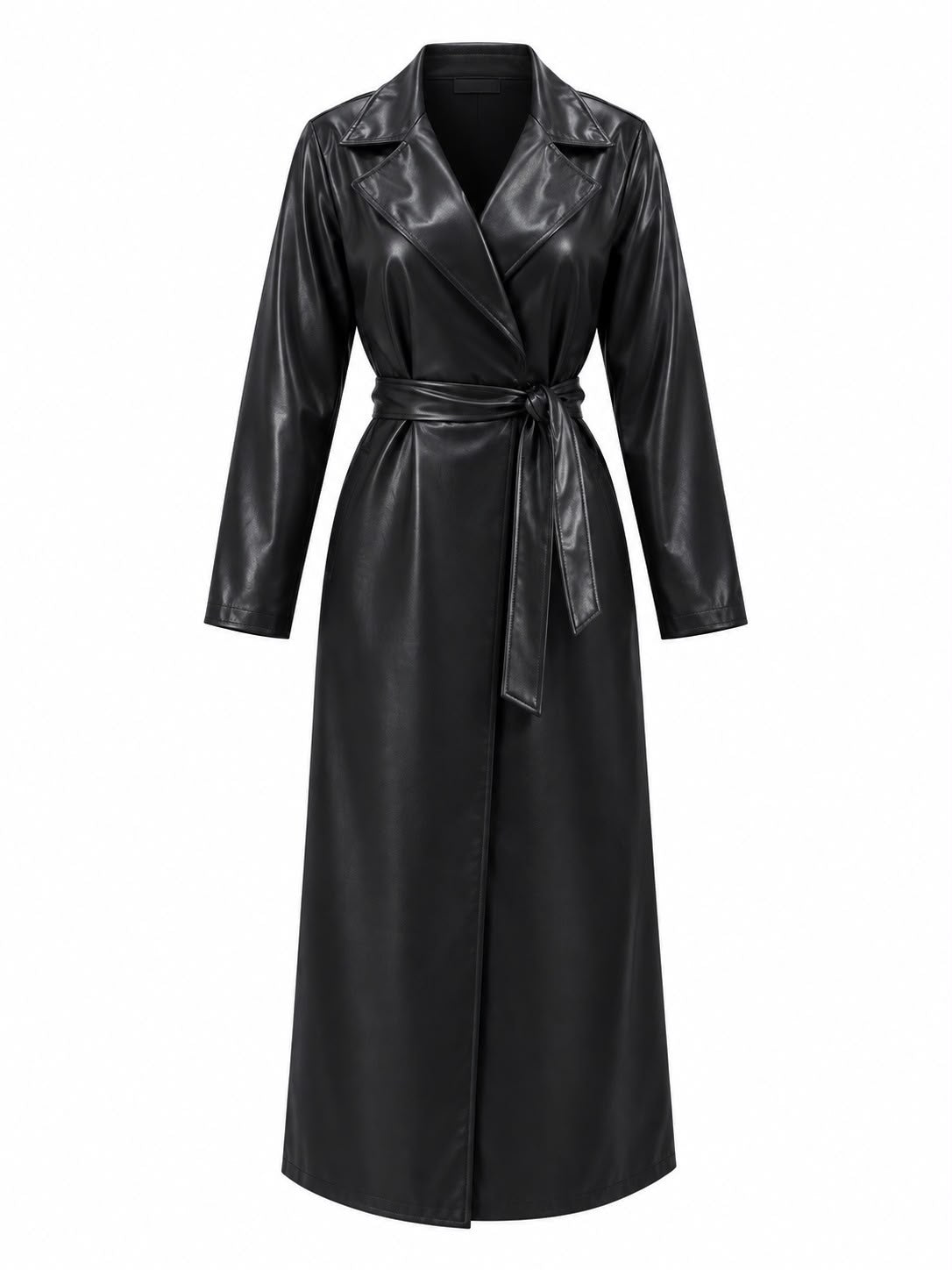 Leather Trench coat/ Black