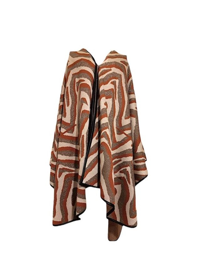 Zebra Pattern Orange Poncho