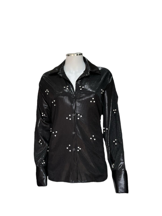 Black Metallic Diamante Shirt