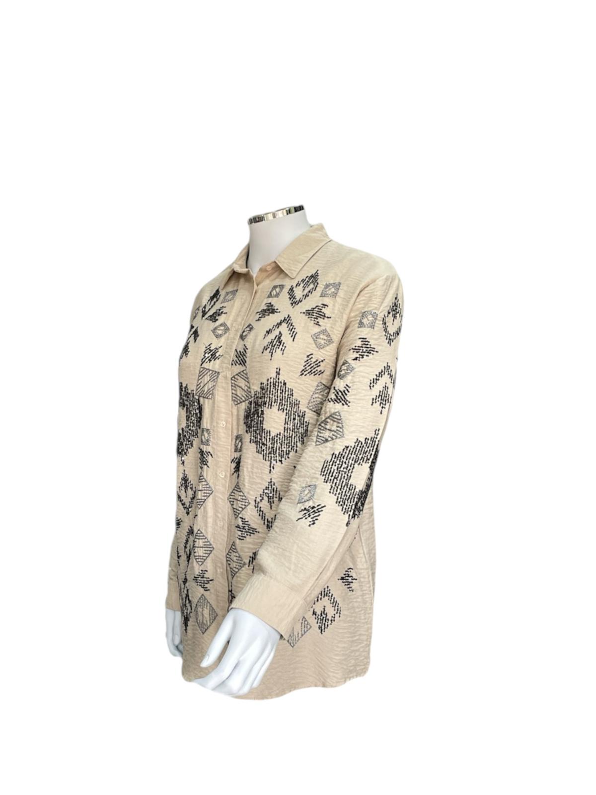 Beige Embroidey Diamond Shirt