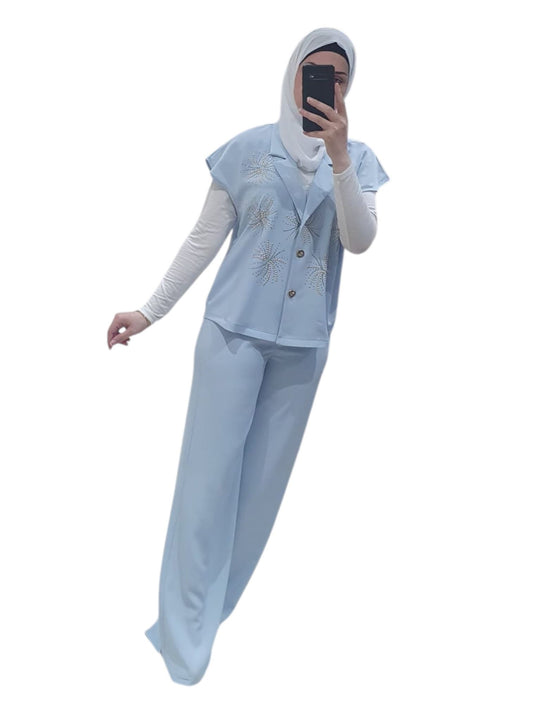 Two -pieces  pastel blue color