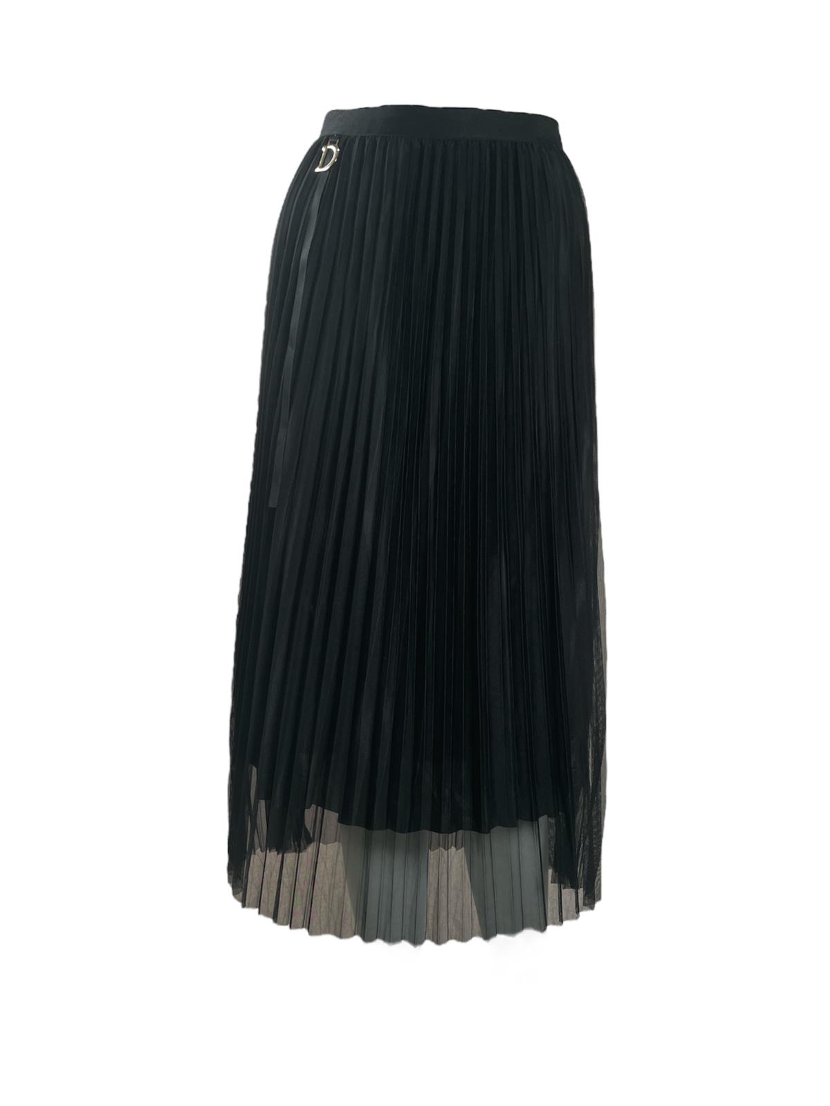 Black Pleated Frill Skirt