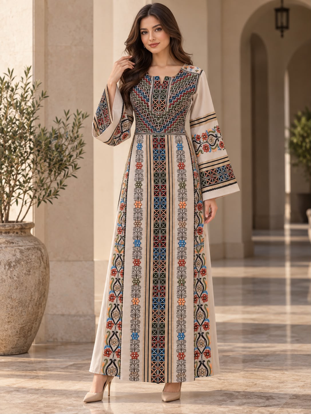 Palestinian Jalabiya/ Beige