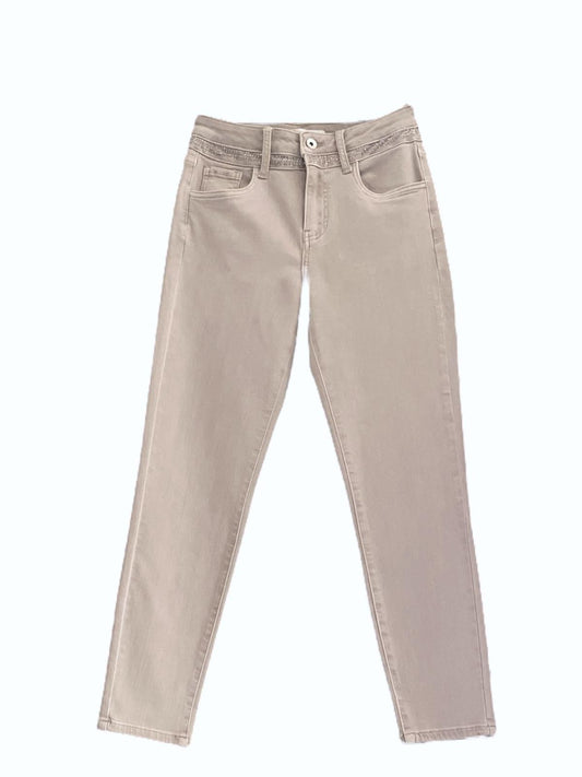 Beige Jeans with a Gem Waist